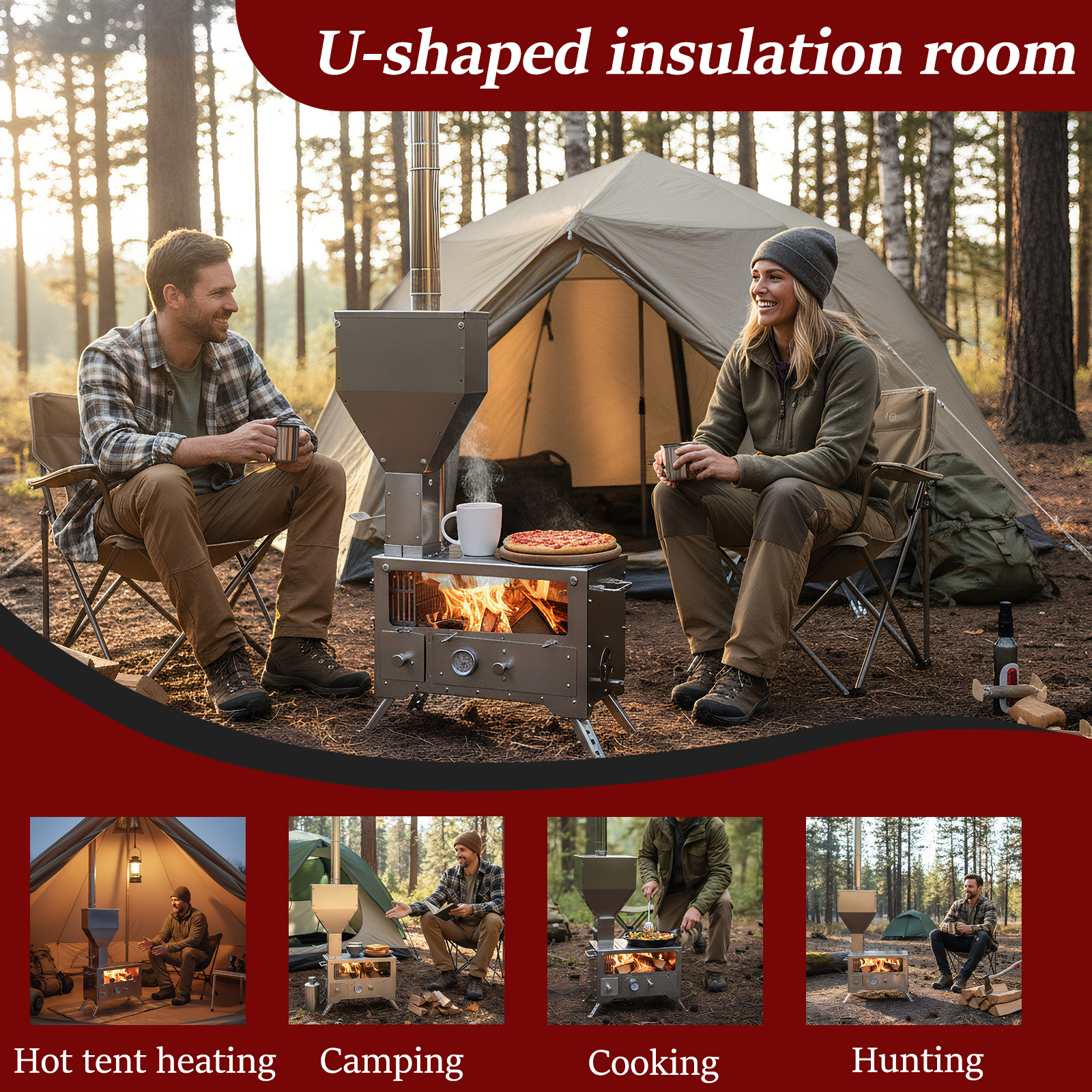 Wood Stove with Chimney Pipe P - Hunting Fishing Outdoor のレビューと価格