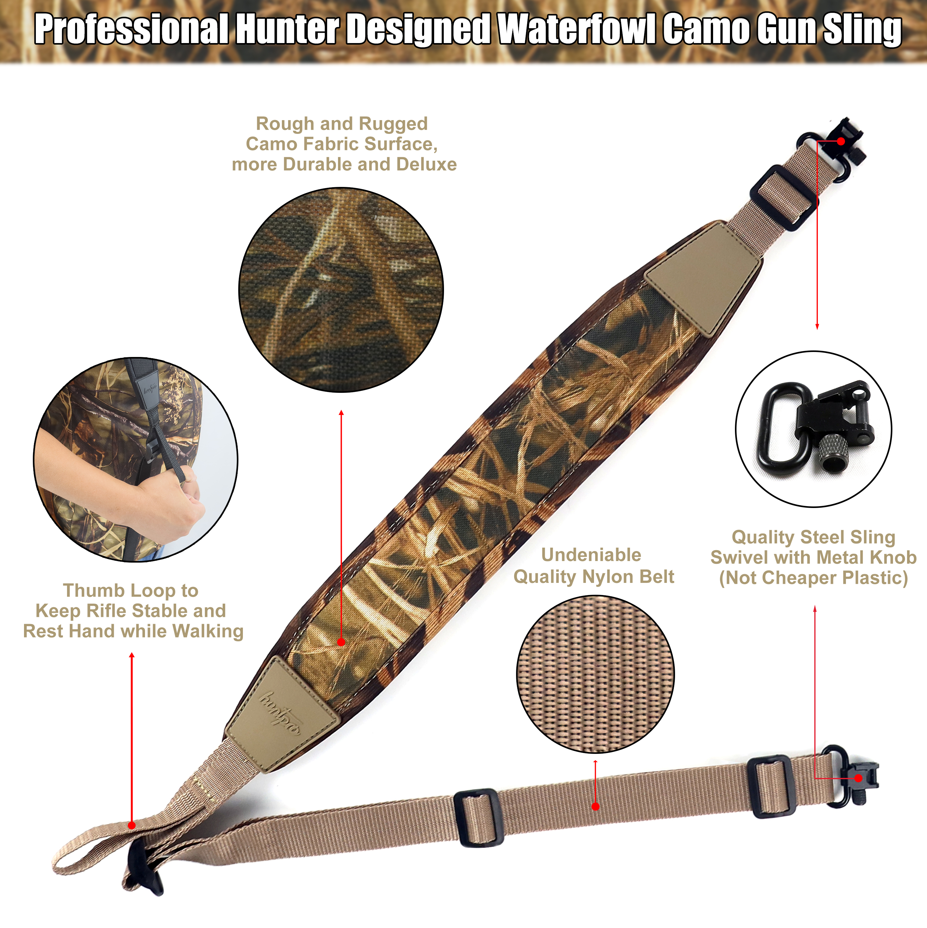 Tactical 2 Point Gun Sling Hun - Rifle Sling Swivel のレビューと価格