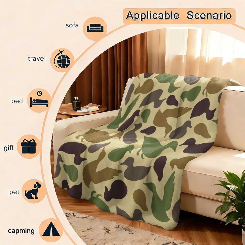 Duck Pattern Flannel Blanket S - Hunting Outdoor Rug のレビューと価格