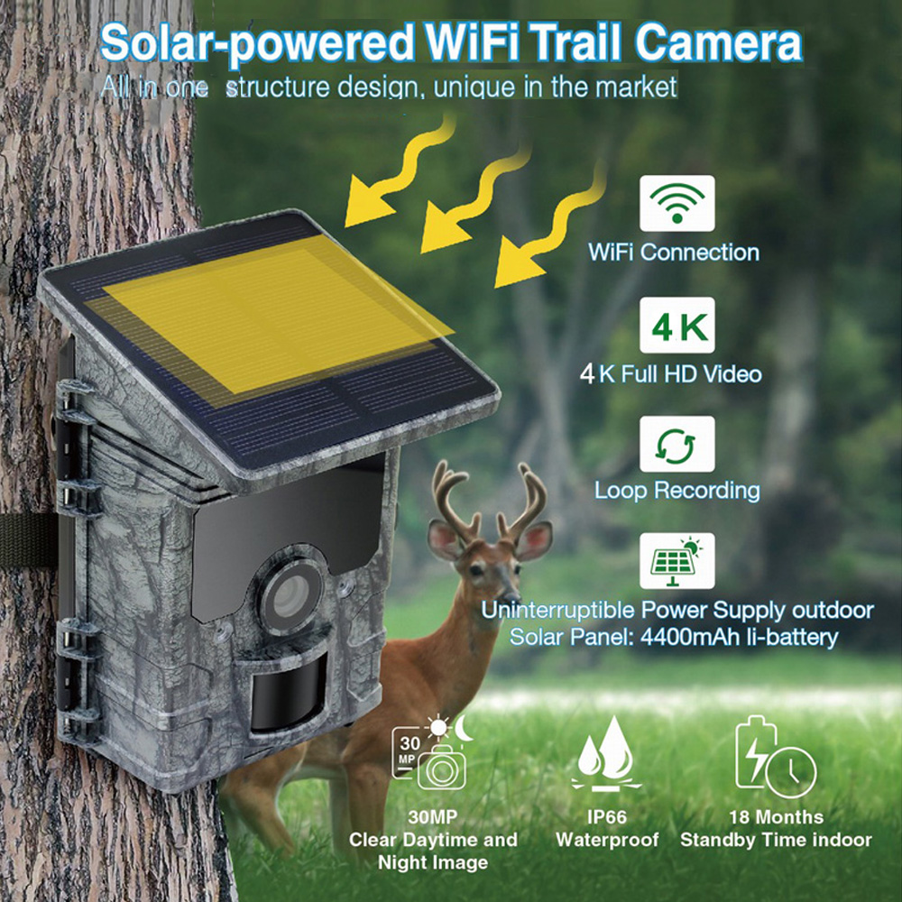 Solar Panel Hunting Camera 4K  - Outdoor Hunting Camera Wifi のレビューと価格