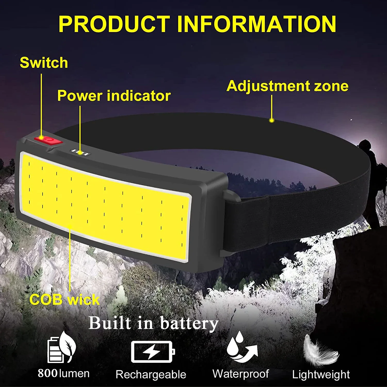 COB Portable LED Headlights Ou - Hunting Fishing Outdoor のレビューと価格