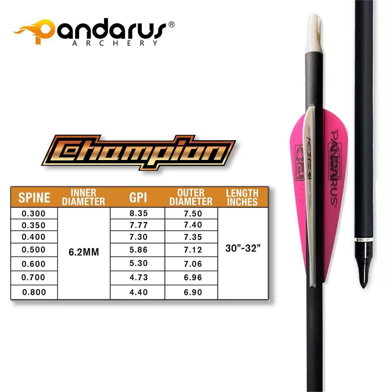 Straightness 0.001 Pandarus Ch - Arrow Carbon Shaft のレビューと価格